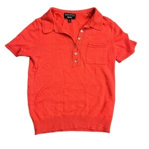 Banana Republic Filpucci Orange Red Merino Wool Cashmere Polo Sweater Size Med